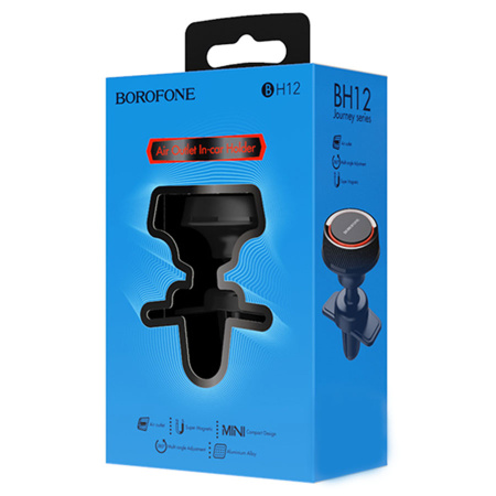 Держатель BOROFONE BH12 магнитный/крепление на вент. решетку (черный)