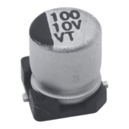 Конденсатор электролитический (ECAP SMD)  100мкф,  10в, Sancon, VT, 105°, 5*5.4