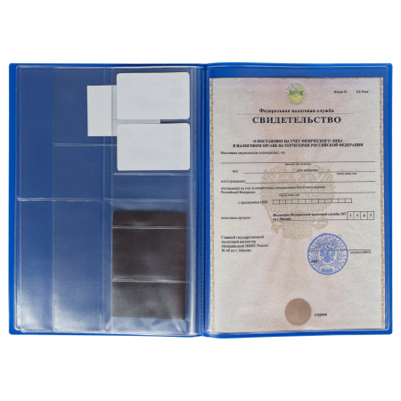 Папка для семейных документов А4, OfficeSpace, ПВХ, синяя (ОСДА4_56520)