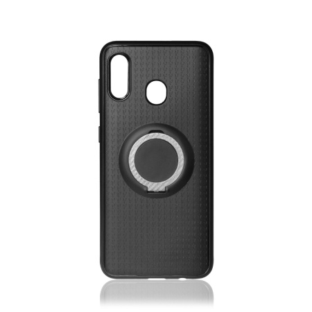 Чехол силиконовый для Samsung Galaxy A40 DF sBlackRing-03 черный,противоударный,с кольцом-держателем