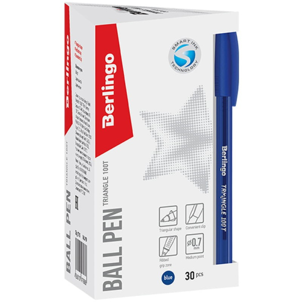 Ручка шариковая BERLINGO "Triangle 100Т" 0,7мм., синяя, игольч. (CBp_07105)