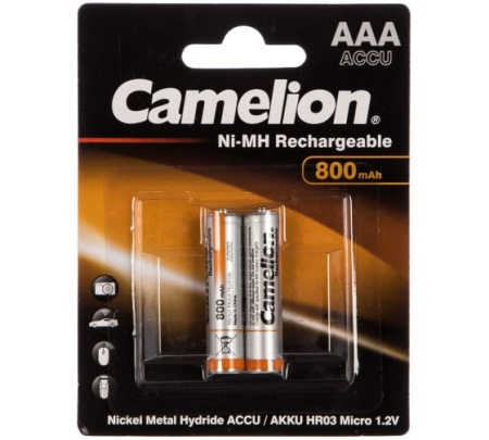 Аккумулятор Ni-MH AAA Camelion 800mAh/1.2в упак. 2шт.