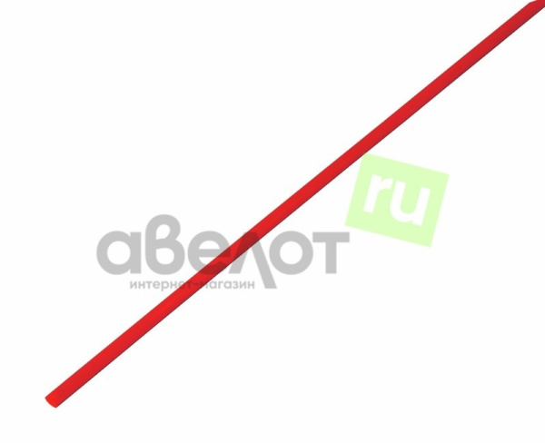 Трубка термоусадочная 2:1,   1.5/0.75мм, красная, подавление горения, отрезок 1м, Rexant