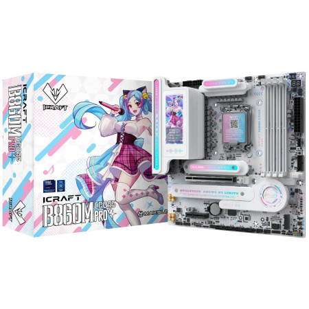 Материнская плата Maxsun MS-iCraft B860M CROSS PRO B860, LGA1851, 4*DDR5, 1*PCIEx16, 1*PCIEx4, 3*M.2, 1*TypeC, 8*USB3.2Gen2, 2*USB3.2Gen1, 3*USB2.0, 4*SATA3.0, 5G, Type-C(DP), DP, HDMI, M-ATX, RTL