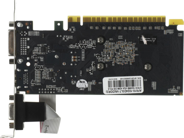 Видеокарта Afox PCI-E 3.0 AF610-1024D3L7-V6 NVIDIA GeForce GT 610 1Gb 64bit DDR3 810/1333 DVIx1 HDMIx1 CRTx1 HDCP Ret