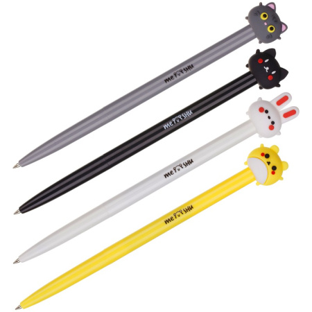 Ручка шариковая MESHU "Cute Friends" 0,7мм, автомат, синяя (296372)