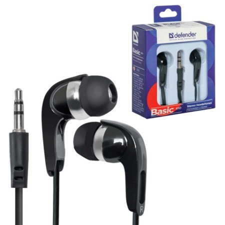 Наушники Defender Basic 610 вставные, 32Ом, 105дБ, кабель 1.1м, Black Наушники Defender Basic 610 вставные, 32Ом, 105дБ, кабель 1.1м, Black