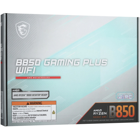 Мат.плата SocAM5 AMD B850 MSI B850 GAMING PLUS WIFI (ATX,4DDR5,3M.2,4PCI-E16,HDMI,PC8200,Wi-Fi 7,BT 5.4)