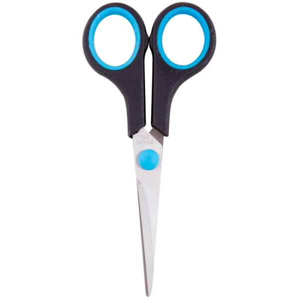 Ножницы 14см. OfficeSpace ручки черные с синими вставками (264900)