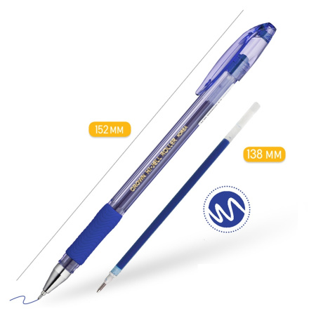 Ручка гелевая CROWN "Hi-Jell Needle Grip" синяя 0,7мм HJR-500RNB