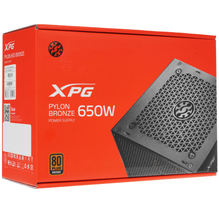 Блок питания 650Вт ADATA XPG PYLON 650 (платформа CWT!,защита промышленного класса,APFC,120мм,2PCI-E,5SATA,80+Bronze)[PYLON650B-BKCEU]
