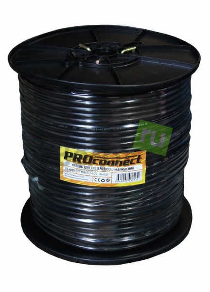 Кабель видеоконтроля КВК-П 2х0.75 ProConnect 01-4109, CU/CCA, наружный, 75ом, бухта 200м
