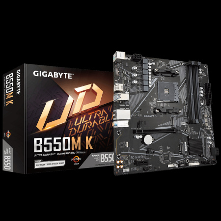 Мат.плата SocAM4 AMD B550 Gigabyte B550M K (mATX,4DDR4,2M.2,PCI-E16,PCI-E,DP,HDMI,PC4733)
