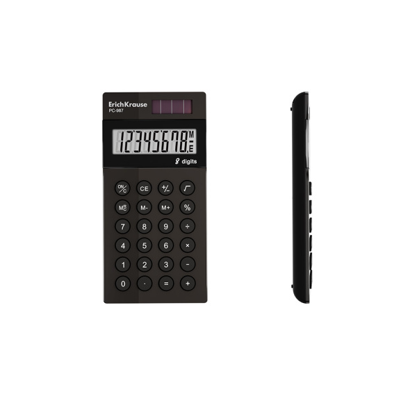 Калькулятор ErichKrause PC-987 8-разрядов, карманный, черный (62008)