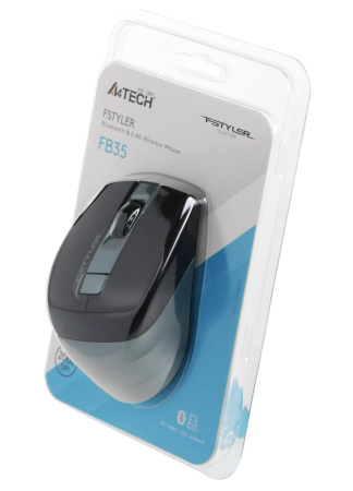 Мышь беспроводная A4Tech Fstyler FB35 оптическая 2000dpi, BT/Radio USB для ноутбука черный/зеленый