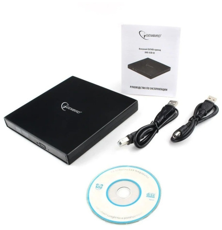 Внешний привод USB2.0 Gembird, черный (DVD-USB-02)
