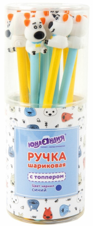 Ручка шариковая ЮНЛАНДИЯ "Собачка" 0,7мм, синяя (143807)