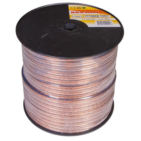 Кабель акустический 2*4.0мм2, PVC CCA, прозрачный, метражом, Rexant BlueLine 01-6209-3