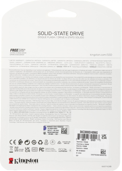 Накопитель SSD Kingston PCIe 4.0 x4 4TB SKC3000D/4096G KC3000 M.2 2280