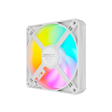 Кулер в корпус 120х120х25 Powercase (M56-12W ARGB) White (700-1500prm/4pin PWM (M+F)+ 3pin ARGB (M+F)/61,36 CFM/26дБ/подшипник гидравлический/ARGB)