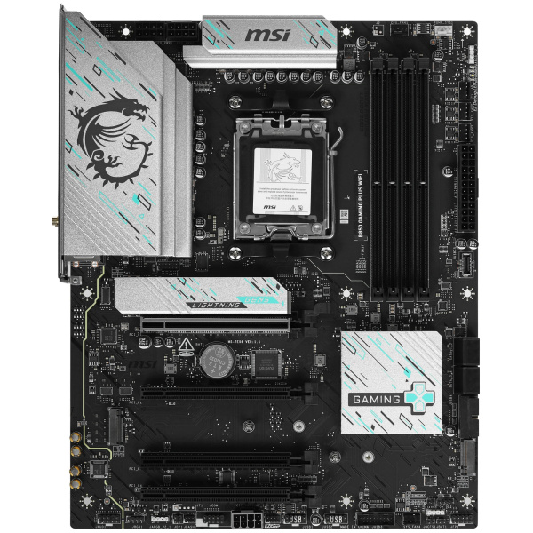 Мат.плата SocAM5 AMD B850 MSI B850 GAMING PLUS WIFI (ATX,4DDR5,3M.2,4PCI-E16,HDMI,PC8200,Wi-Fi 7,BT 5.4)