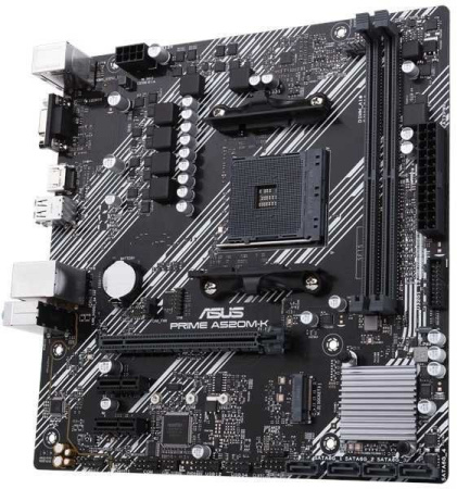 Мат.плата SocAM4 AMD A520 Asus Prime A520M-K (mATX,2DDR4,ECC/non-ECC,M.2,2PCI-E,VGA,DVI,HDMI,PC4600)