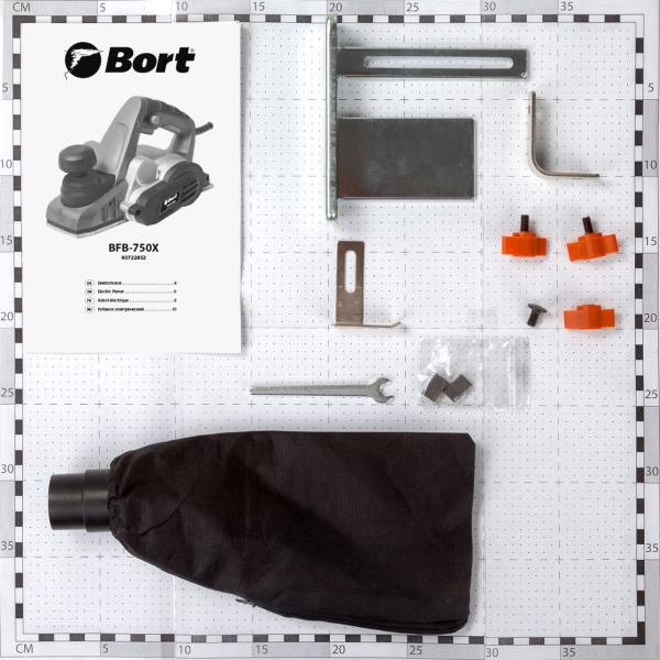 Рубанок электрический Bort BFB-750X 750Вт, 16500 об/мин, макс. ширина 82мм, макс. глубина 3мм
