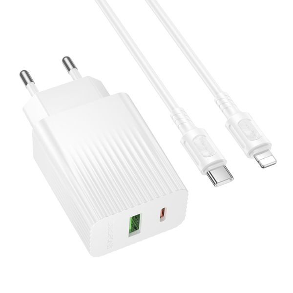 Зарядное_устройство - TypeC 30W BOROFONE BAS76A QC3.0/PD + кабель Lightning/Type-C белый