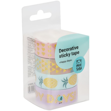 Клейкая лента для декора MESHU "Happy days", 4шт (MS_36923)