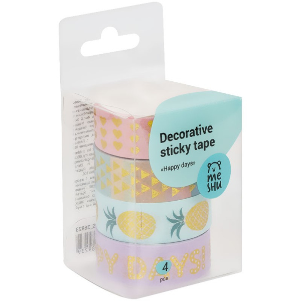 Клейкая лента для декора MESHU "Happy days", 4шт (MS_36923)