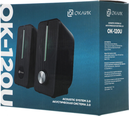 Актив.колонки 2.0 Оклик OK-120U 6Вт,питание от USB, черный
