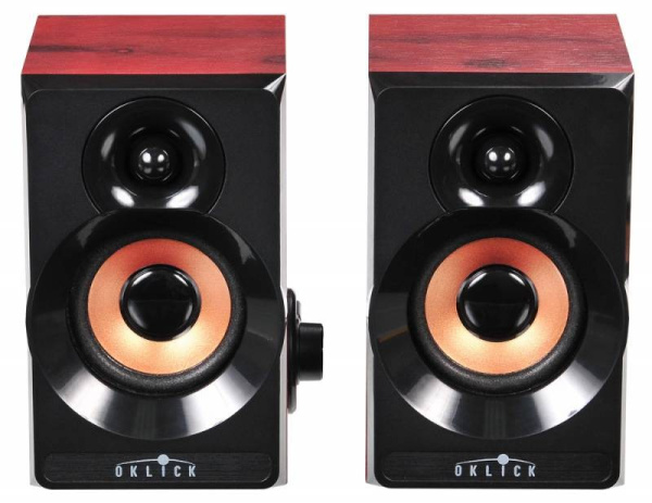 Актив.колонки 2.0 Оклик OK-161 6Вт, черный/темное дерево