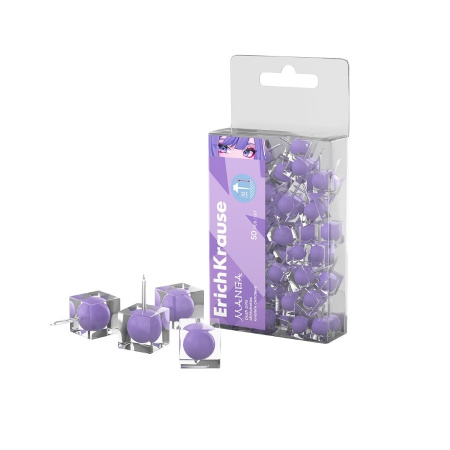 Кнопки-гвоздики силовые ErichKrause Manga, Lilac 50шт. (62057)