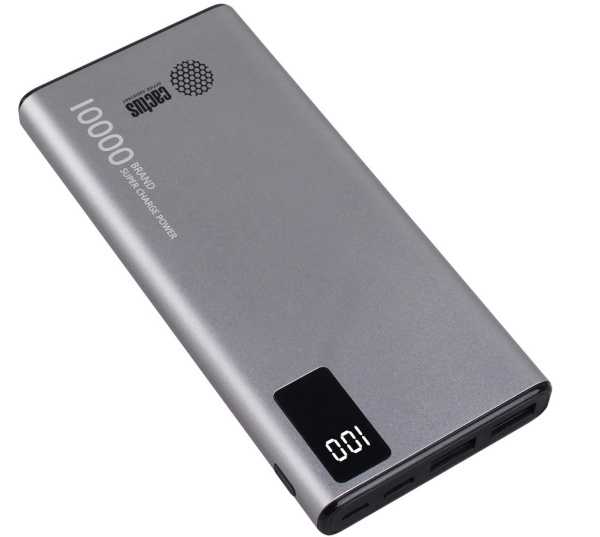 Аккумулятор внешний 10000_mAh Cactus серый (3A 2xUSB) [CS-PBFSLT-10000]