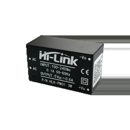 Блок питания на плату  5в, 0.6а, 34*20,2*15мм, Hi-Link HLK-PM01