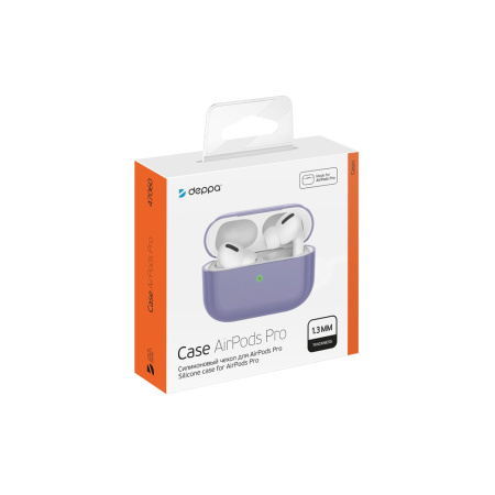 Чехол силиконовый для Apple Airpods Pro Deppa Серая Лаванда (47060)