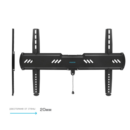Кронштейн Kromax Ultra Slim-100 black для тв,32-90",до 55кг, от стены 20 мм, до VESA 600x400,фиксированный