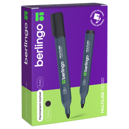 Маркер перманентный BERLINGO 3,0мм., "Multiline PE320" пулевидный, черный (BMc_17201)