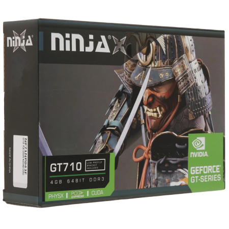 Видеокарта GeForce GT710 Sinotex 4Гб Ninja GDDR3,64bit VGA,DVI,HDMI,LP (NF71NP043F) ret