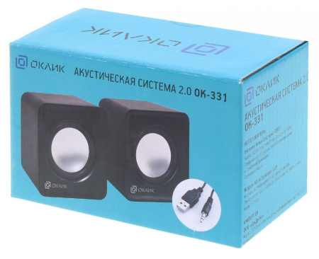Актив.колонки 2.0 Оклик OK-331 6Вт, Black