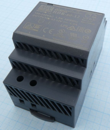 Блок питания на DIN рейку 12в,  4.5а, 52.5*90*54.5мм, Mean Well HDR-60-12