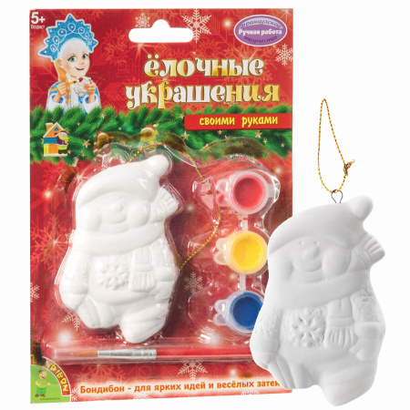 Набор для творчества Bondibon"Елочные украшения" Снеговичок, Дед Мороз, на карте Домик ВВ1567  