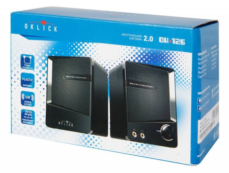 Актив.колонки 2.0 Оклик OK-126 6Вт, пластик, Black