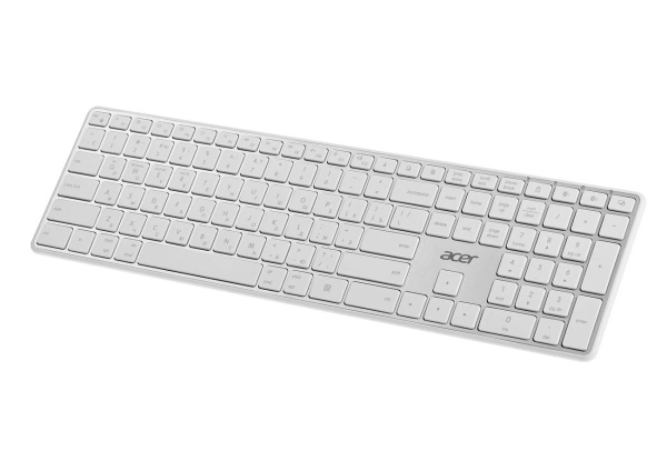 Клавиатура Беспроводная Acer OKR301, USB Bluetooth/Радиоканал, белый/серебристый