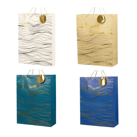 Пакет подарочный 31х12х41 "Золотые волны" ассорти 191863