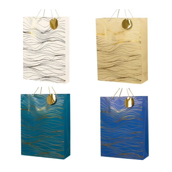 Пакет подарочный 31х12х41 "Золотые волны" ассорти 191863