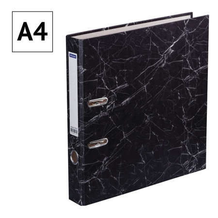 Папка-регистратор 50мм. OfficeSpace мрамор, черная (AFm50_135 / 153194)