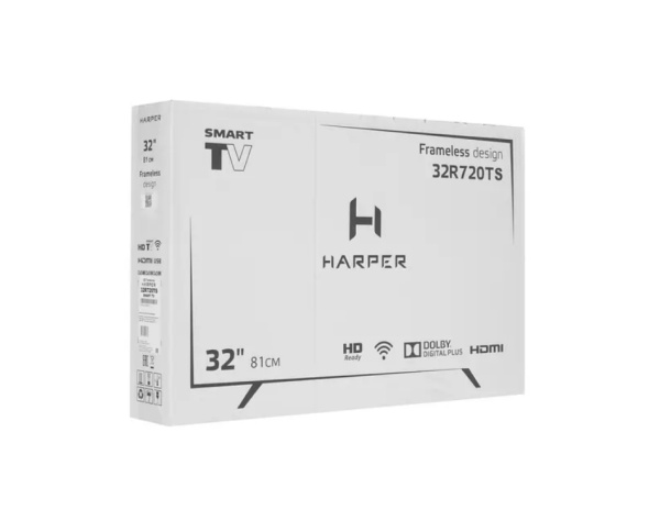 Телевизор 32" Harper 32R720TS 1366x768/HDMI,USB,AV,AUXDVB-T2,С,S,S2/-/-/-/Черный