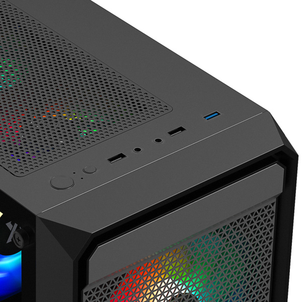 Корпус mATX Б_БП XASTRA A303M 3FRGB Black (USB3.0,Audio,TG,черный,1х120мм,2х140мм FRGB)[A303M-2FC14F-1FC12F]