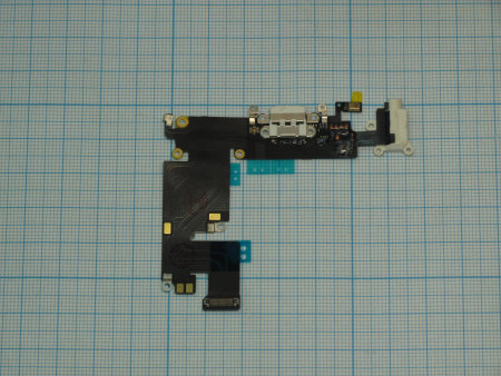 Шлейф iPhone 6 Plus на системный разъем/разъем гарнитуры/микрофон белый